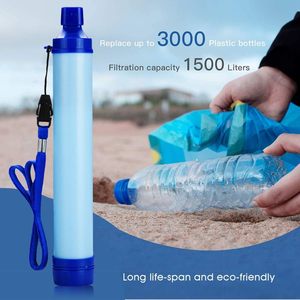 หลอดกรองน้ำพกพาสำหรับกิจกรรมกลางแจ้ง เครื่องกรองน้ำส่วนตัวสำหรับอุปกรณ์เอาตัวรอด น้ำดื่มฉุกเฉิน เดินป่า ตั้งแคมป์ และการเดินทาง - Product Image 2