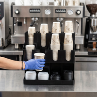 Organisateur de tasses à café en plastique ABS, distributeur à 8 emplacements, support de rangement pour couvercles, porte-tasses de comptoir, pour restaurants et cafés commerciaux