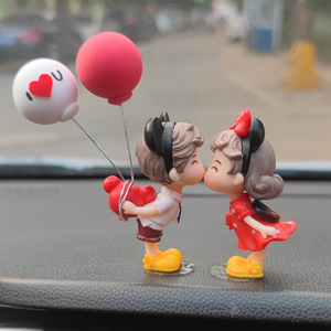 Dekorasi figur kartun mobil balon putih karakter lucu dekorasi dasbor mobil kantor latar belakang - Product Image 3