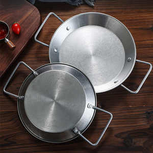 Plato Retro de Acero Inoxidable 304 para Mariscos con <span class=keywords><strong>2</strong></span> Asas, Bandeja para Papas Fritas, Cacerola para Aperitivos y Barbacoa - Product Image 1