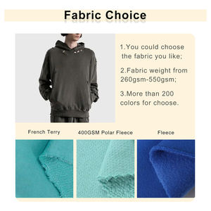 Parches bordados personalizados otoño algodón suelto Casual Street Sports Pullover hombres gota hombro sin bolsillo Sudadera con capucha daño - Product Image 2