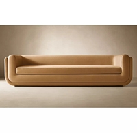 Canapé rembourré pour salon et restaurant, structure en U, courbes continues en tissu, longue banquette