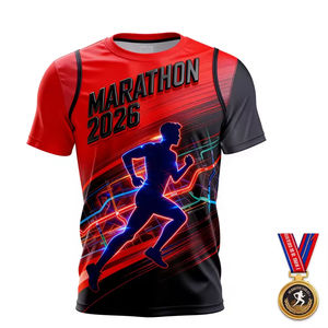 Camiseta Deportiva Personalizada 100% Poliéster Transpirable con Estampado Sublimado Completo, Corte Holgado, Interlock, Secado Rápido, para Maratón - Product Image 4