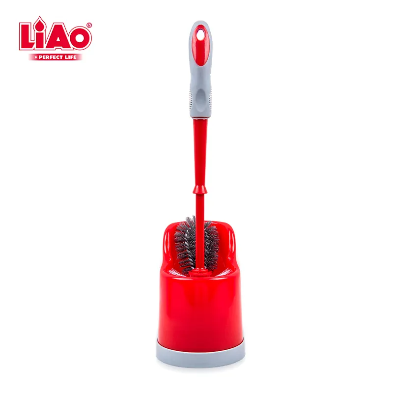 LiAo Kunststoff Bad reinigung Doppelseite Hockey Toiletten bürste und Halter mit langem Griff