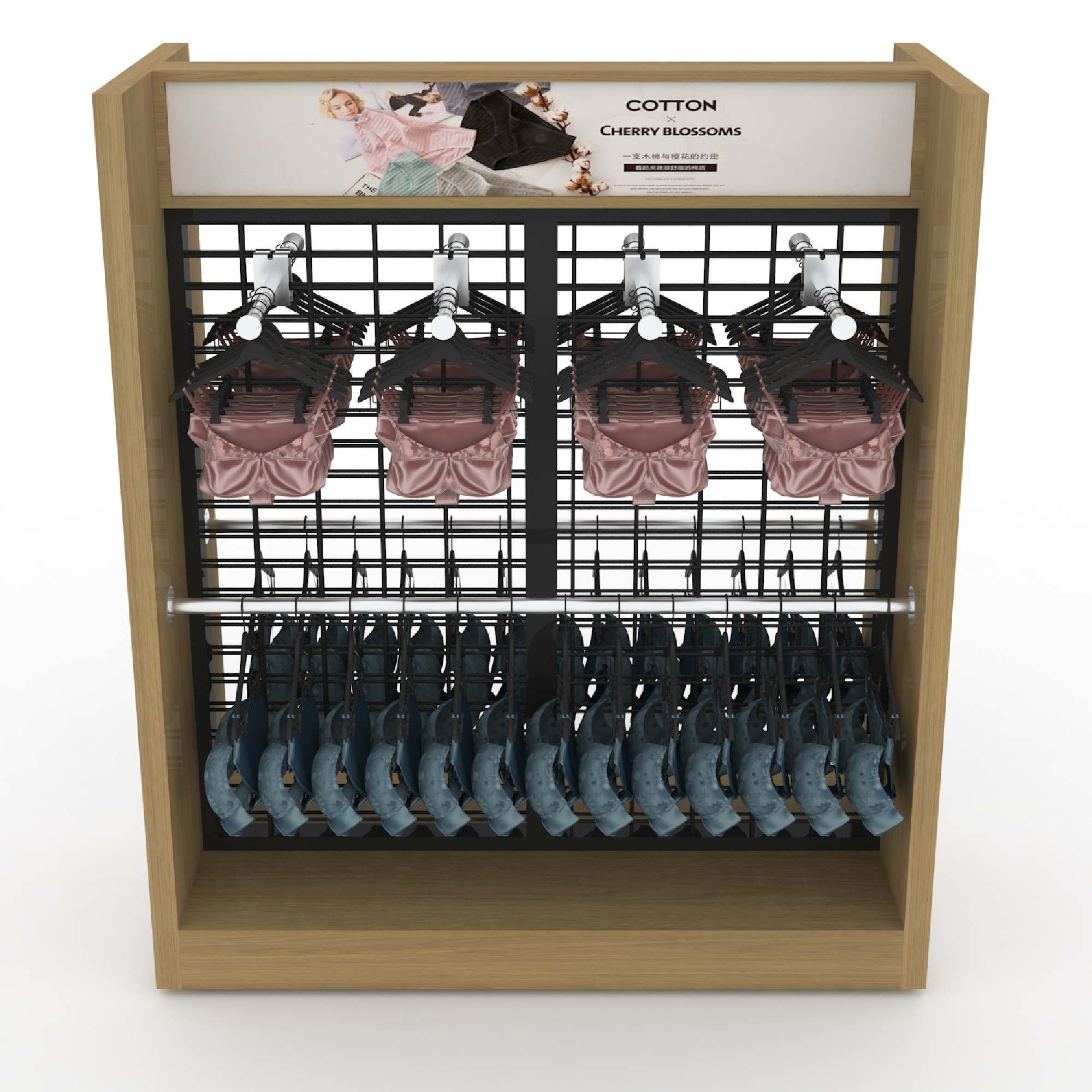 Modern Solid Wood and Metal Mixed Materials Display Rack for Displaying Underwear and Clothing on Supermarket Shelves — view 5