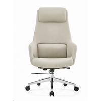 Chaise haute de direction en bois et cuir blanc avec base en porte-à-faux chromée de 350mm Silla De Oficina Blanca avec mécanisme d'inclinaison du genou