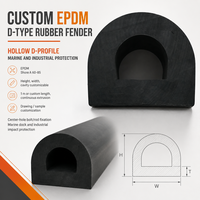 Bande de protection en caoutchouc EPDM profil D sur mesure, extrudée, résistante aux UV, étanche, avec espacement des trous personnalisé, pour protection marine, quais et chantiers navals