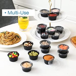 Wholesale Eco-Friendly Black Plastic Airtight Salad Dressing <strong>Containers</strong> Lids Portion Cups for Dipping <strong>Sauce</strong> Small <strong>Containers</strong> - Product Image 4