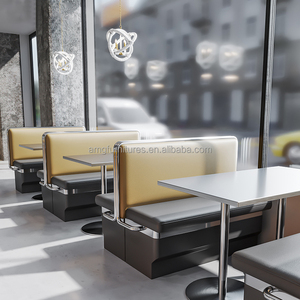 Banquette de restaurant en cuir en forme de U avec structure en bois massif, design moderne pour hôtel, salle à manger, bar à domicile - Product Image 2
