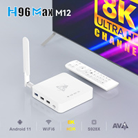 Nouvelle boîte TV AI-SR H96 MAX M12 Amlogic S928X AV1 8K Android 11 WiFi 6 Smart TV Box avec télécommande vocale 2.4G