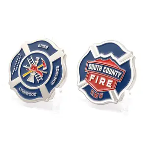 Monedas de metal 3d de esmalte suave, accesorio personalizable, para rescate de bomberos