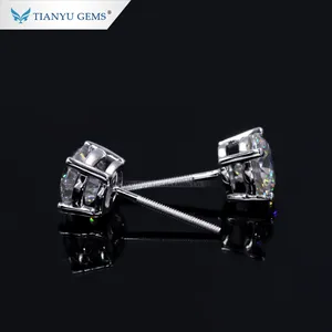 Tianyu Edelstenen Custom Sieraden Aretes Mens Sterling Zilver 14K 18K Massief Goud Vvvs Wit Moissaniet Diamant Oorknopjes Voor Vrouwen