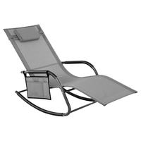 Chaise longue de piscine à bascule en acier couleur bronze avec cadre en acier, chaise longue de patio en maille Teslin avec poche de rangement