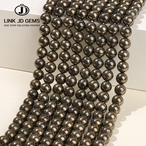 Venta al por mayor DIY facetado cuentas de piedras preciosas de 3-16MM tamaño de selección <span class=keywords><strong>jaspe</strong></span> Natural cuentas redondas de pirita para la fabricación de joyas - Product Image 1