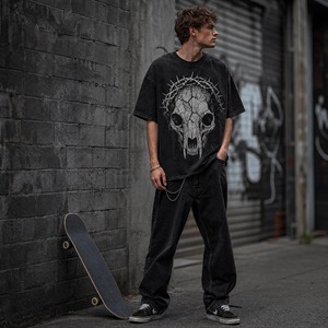 T-shirt da uomo YOUMEI a maniche corte con stampa tie-dye effetto fiamma, 100% <span class=keywords><strong>cotone</strong></span>, alta qualità, personalizzabile, anti-piega - Product Image 3