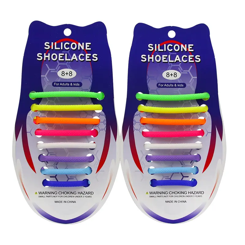 Hot Sales Colorful Thickened Half Round 8+8 Sneaker Shoe Laces No Tie Lazy Shoelaces Fashion Elastic Silicone Shoelace