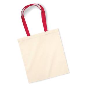 Bolsa de Compras de Lona, Color Natural, Asas Rojas, Tamaño Mediano, Uso Diario, Asa Larga para el Hombro - Product Image 1