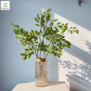 Искусственные 2 ветки пластиковых зеленых листьев глицинии в Европейском стиле, украшение для сада, имитация растений в джунглях для вечеринки - Product Image 4