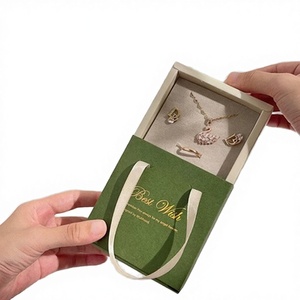 Caja de Regalo de Joyería Verde con Bolsa de Regalo, Estilo Cajón, para Collar, Pendientes y Anillo, Marca Best Wish - Product Image 3