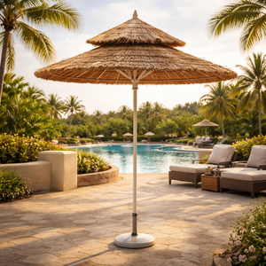 Parasol d'extérieur professionnel à mât central inclinable à bouton-poussoir, style méditerranéen, avec parasol de plage, en promotion - Product Image 5