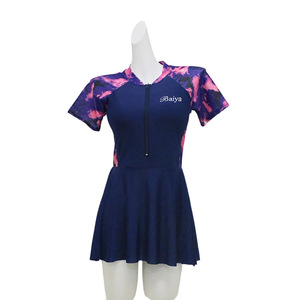 Maillot de bain une pièce pour femme Baiya, bleu marine, imprimé, style jupe, maillot de bain conservateur pour la plage et les sources chaudes - Product Image 5