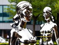 Street Decor Acier Inoxydable Ballet Fille Danse Statue Métal Ballet Danseur Sculpture