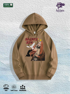Almacén Local en EE. UU.: Sudadera con Capucha 100% Algodón con Gráfico Religioso de 'SAINTS SIN', <span class=keywords><strong>7</strong></span> Colores - Product Image 5