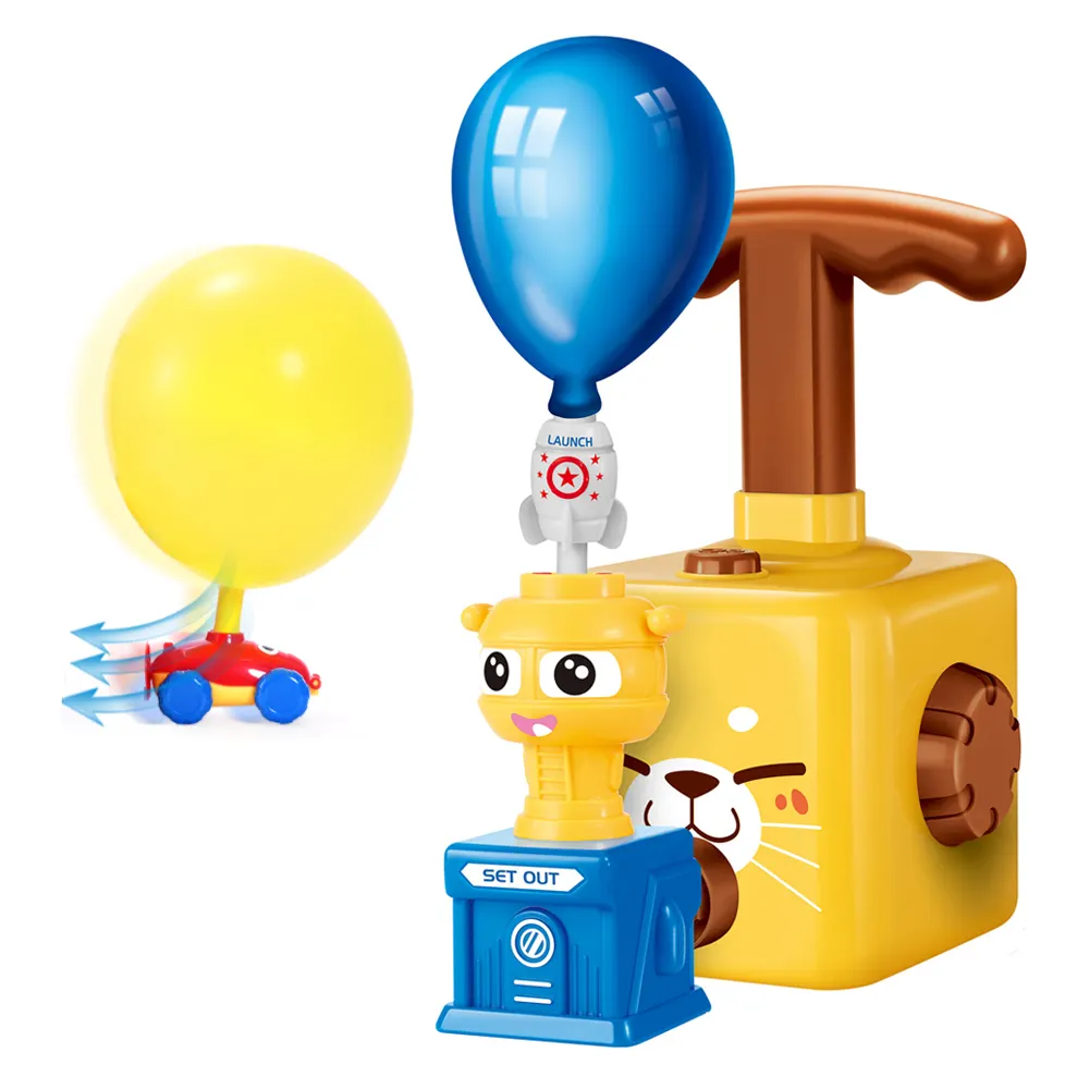 Pädagogische Wissenschaft Stiel Spielzeug Ballon werfer angetrieben aero dynamische Autos Rennfahrer mit manueller Ballon pumpe für Kinder