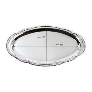 Plateau décoratif ovale 38x27 cm, style vintage, métal, acier inoxydable, plastique, verre, pour la maison et la restauration, pour servir - Product Image 2