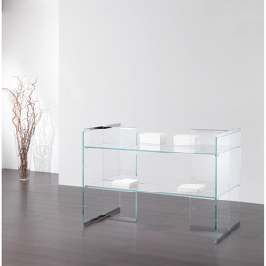 Vitrina Moderna de Vidrio 143x80x H100, Mueble de Almacenamiento de Doble Cara para Sala de Estar - Product Image 1