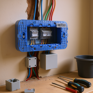 Vimar Ark 4 Seater Support Frame Blue <b>Plastic</b> Mounting <b>Bracket</b> For Electrical Box Installation - Product Image 3