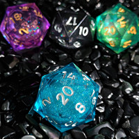 Dés géants en résine liquide personnalisés D20 35MM Polyèdre Accessoires de jeu de société RPG Dragon City Bord tranchant Pierre précieuse Coloré