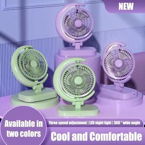 Nuevo Mini Ventilador Eléctrico USB Recargable, Silencioso, con Luz LED, Viento Fuerte, 3 Velocidades Ajustables, para Hogar, Oficina, Escuela - Product Image 6