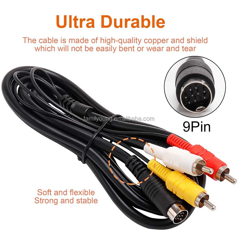 Lot Of 20 AV RCA Cables For Sega Genesis Model 2 & 3 - 6ft Composite Video/Audio Cords 11 thumbnail image