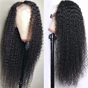 Top Henan Xuchang Yuzhou Factories Vendors Cuticle Aligned Kinky Curl Human Hair Wigs Italian Curly Clear Lace Frontal Wig