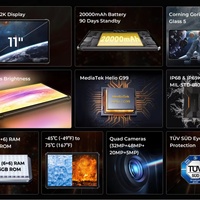 NOUVELLE ARRIVÉE pour tablette robuste RT8 4G 6 Go + 256 Go 20000 mAh 11,0 pouces MTK Android 13 Quad Core 1920x1200 Wi-Fi GSM