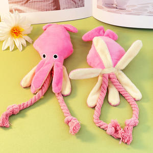 Jouet en peluche pieuvre mignon et écologique, sonore, durable, résistant aux morsures, avec nœud en corde pour chien, étanche IP67, vente en gros - Product Image 3