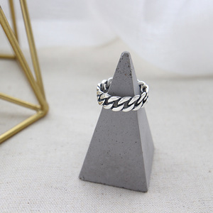 BASQUESUN Bague de doigt ouverte en argent sterling oxydé, chaîne <span class=keywords><strong>gourmette</strong></span> de 6 mm, style <span class=keywords><strong>motard</strong></span>, taille ajustable unisexe - Product Image 3