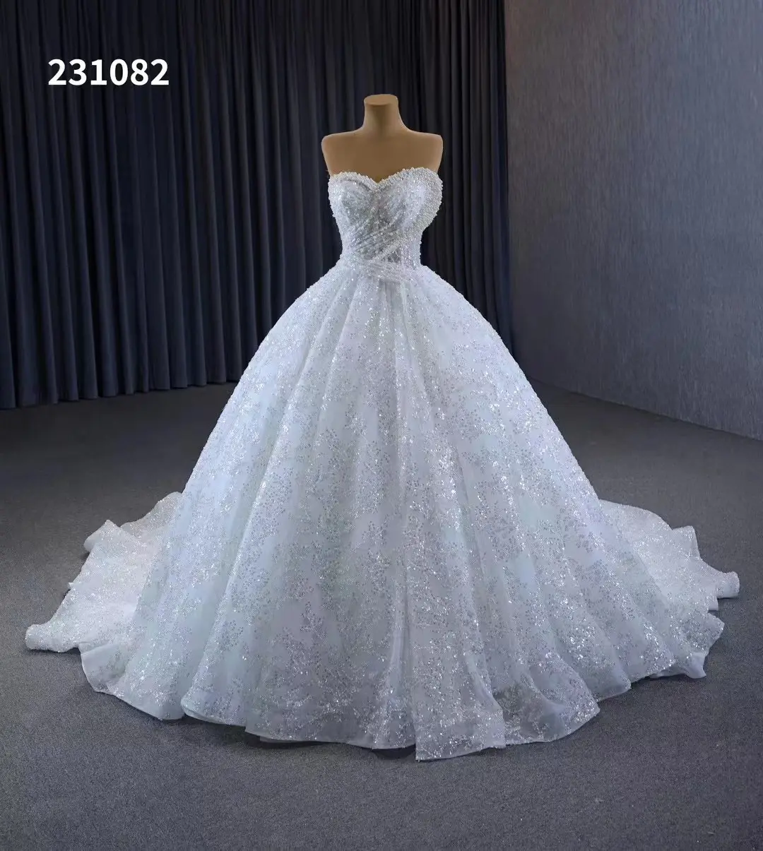 Feishiluo luxe lourd perlé robe de bal de mariée chérie argent perle robes de mariée sans manches robes de mariée