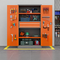 Armoire à outils en acier moderne à 2 portes avec 4 étagères réglables, armoire de rangement en métal pour garage, pliable pour une utilisation en extérieur et pour la salle à manger