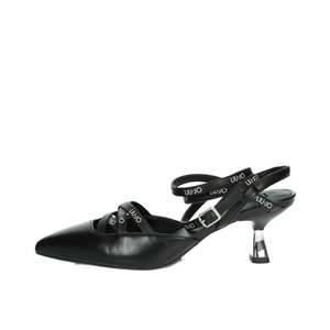 Liu-Jo Donna Slingback <b>Pump</b> <b>Black</b> Leather Pointed Toe Heel Women's Shoes - Product Image 1