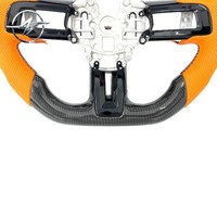 Volant sport en cuir et fibre de carbone YZ personnalisé, orange, 3 branches, avec couleur de surpiqûres personnalisée pour Shelby GT350