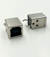 Conector USB 2.0 Tipo B Hembra Vertical DIP de 4 Pines con Terminales de Soldadura de Cobre