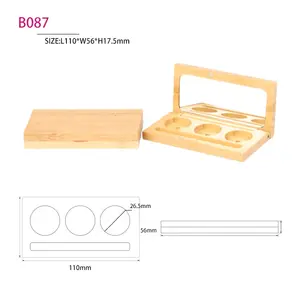 Wholesale Custom Case Private Label Eco Friendly Square Empty 3 Color Bamboo Eye Shadow Wooden Box