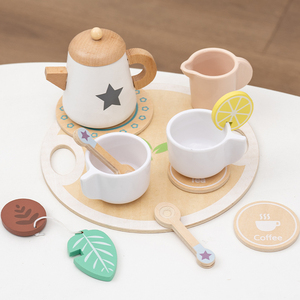 ชุดน้ำชาไม้สำหรับเด็กเล่น ชุดของเล่นทำอาหารสำหรับเด็กวัยหัดเดิน ของเล่นไม้เสริมพัฒนาการสำหรับเด็กชายและเด็กหญิง - Product Image 3