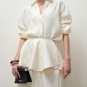 Camisa de Oficina para Mujer, Nueva, OEM, Conjunto de Camisa y Blusa, Venta Caliente, Blusas de Algodón y Lino de Longitud Media, Casual - Product Image 1