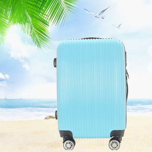 Lightweight Zippered <b>Suitcase</b> 20-Inch Spinner Travel Luggage Unisex Solid Color Detachable Handle Lake Blue - Product Image 1