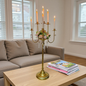 Candelabro de Estilo Europeo con Múltiples Cabezas de Cristal, Decoración para Centro de Mesa de Boda - Product Image 1