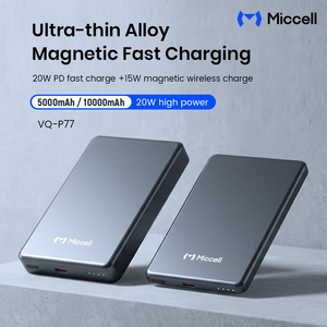 Batteries externes portables ultra-minces Miccell en gros, <span class=keywords><strong>charge</strong></span> rapide PD 20W, 5000mAh/10000mAh, avec chargement magnétique sans fil - Product Image 2