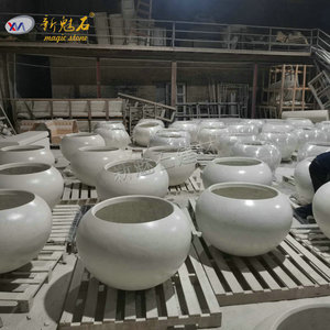 Nouveau pot de fleurs en terrazzo Magic Stone, taille personnalisée, jardinière sphérique extérieure en UHPC, modulaire, sur pied - Product Image 4